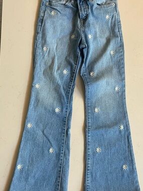 GAP Light Blue Daisy-Embroidered Flared Jeans